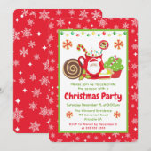 Cute Santa Cocoa Mug Christmas Party 招待状 (正面/裏面)