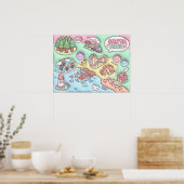 Cute Santa Cruz California Neighborhood Map UCSC ポスター (キッチン)