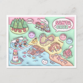 Cute Santa Cruz California Neighborhood Map UCSC ポストカード