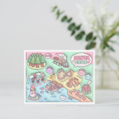 Cute Santa Cruz California Neighborhood Map UCSC ポストカード (スタンド正面)