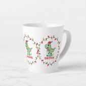 Cute Santa Dino Merry Christmas  カフェラテマグ (右アングル)