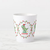 Cute Santa Dino Merry Christmas  カフェラテマグ (正面)