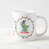 Cute Santa Dino Merry Christmas  ジャンボコーヒーマグカップ (右)