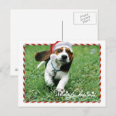 Cute Santa Dog Merry Christmas Holiday Postcard シーズンポストカード (正面/裏面)