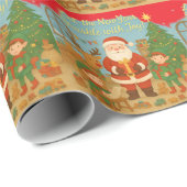 Cute Santa & Elves New Year Holiday Card ラッピングペーパー (ロールコーナー)