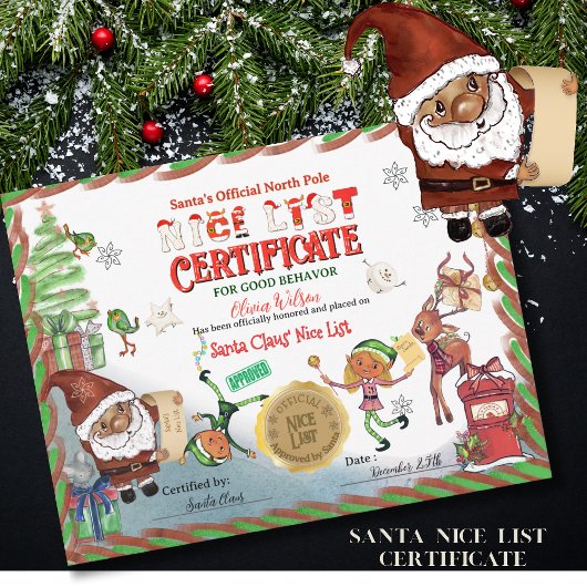 Cute Santa Elves Official Nice List Certificate 招待状