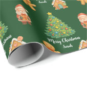 Cute Santa Gingerbread Christmas Pattern ラッピングペーパー (ロールコーナー)