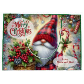 Cute Santa Gnome Christmas ラージペーパーバッグ (裏面)