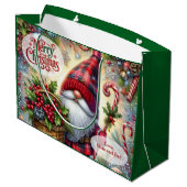 Cute Santa Gnome Christmas ラージペーパーバッグ (裏面アングル)