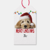Cute Santa Goldendoodle Christmas ギフトタグ (正面)