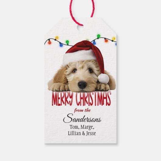 Cute Santa Goldendoodle Christmas ギフトタグ (裏面)