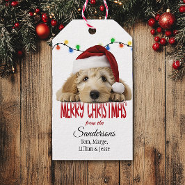 Cute Santa Goldendoodle Christmas ギフトタグ