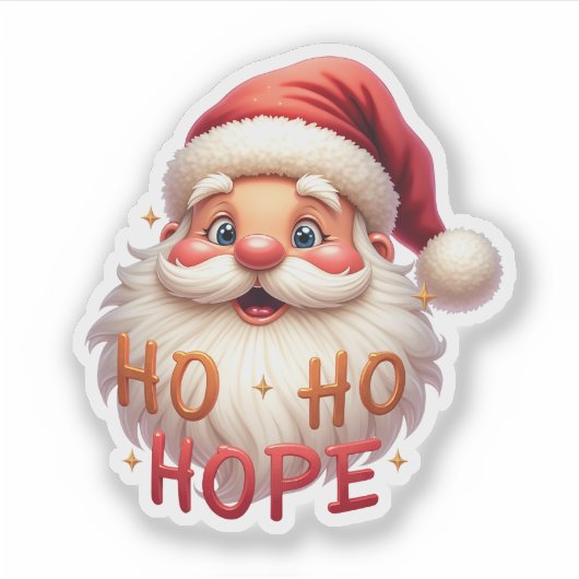 Cute Santa “Ho Ho Hope” Sticker シール (正面)