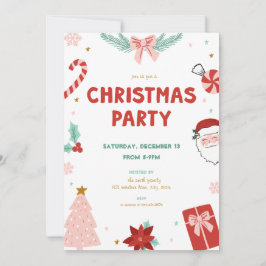 Cute Santa Holiday Kid Christmas Party Invitations 招待状