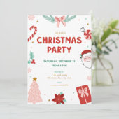 Cute Santa Holiday Kid Christmas Party Invitations 招待状 (スタンド正面)