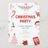 Cute Santa Holiday Kid Christmas Party Invitations 招待状 (正面/裏面)