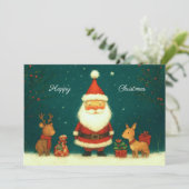 Cute Santa Illustration with Animals カード (スタンド正面)