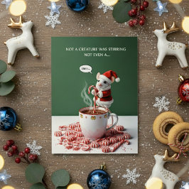 Cute Santa Mouse Stirring Cocoa Funny Xmas Card シーズンカード