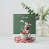 Cute Santa Mouse Stirring Cocoa Funny Xmas Card シーズンカード (スタンド正面)