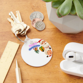 Cute Santa & Mrs. Claus Merry Christmas Greeting  キーホルダー