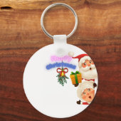 Cute Santa & Mrs. Claus Merry Christmas Greeting  キーホルダー (正面)