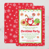 Cute Santa Mug & Cookies Christmas Party 招待状 (正面/裏面)