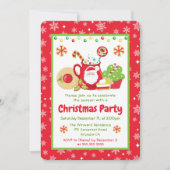 Cute Santa Mug & Cookies Christmas Party 招待状 (正面)