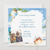 Cute Santa on Beach and Photo Template Christmas シーズンカード (裏面)