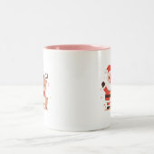 Cute Santa & Reindeer Christmas Mug ツートーンマグカップ (中央)