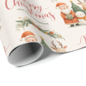 Cute Santa Reindeer Name Merry Christmas Gift ラッピングペーパー (ロールコーナー)