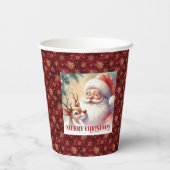 Cute Santa Rudolph Cartoon Christmas Party Paper 紙コップ (裏面)