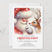 Cute Santa Rudolph Family Holiday Party Invite 招待状 (正面)