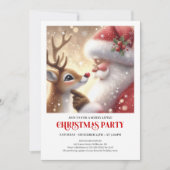 Cute Santa Rudolph Holiday Celebration Invitation 招待状 (正面)