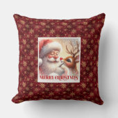 Cute Santa Rudolph Holiday Pillow Merry Christmas  クッション (正面)