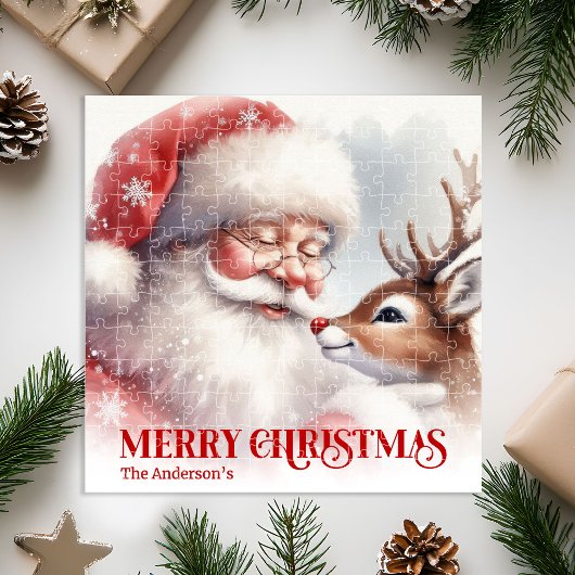 Cute Santa Rudolph Personalized Xmas Puzzle Kids ジグソーパズル