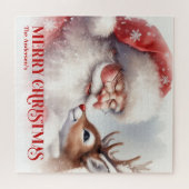 Cute Santa Rudolph Personalized Xmas Puzzle Kids ジグソーパズル (横)