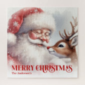Cute Santa Rudolph Personalized Xmas Puzzle Kids ジグソーパズル (縦)