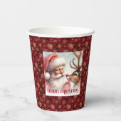 Cute Santa Rudolph Watercolor Holiday Paper Cups 紙コップ (裏面)