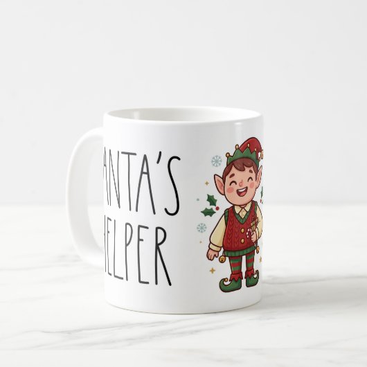 Cute Santa’s Helper Christmas Mug コーヒーマグカップ (正面左)