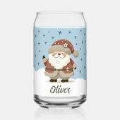Cute Santa Snowflakes Kids Name ガラス缶 (裏面)