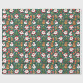 Cute Santa Snowman Gingerbread Christmas Wrapping  ラッピングペーパー (フラット)