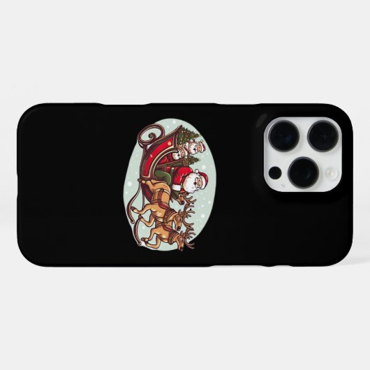 Cute Santa Traveling with Train pulled by the rein iPhoneケース (裏面横)