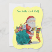 cute santa with sack getting ready for christmas 招待状 (正面)