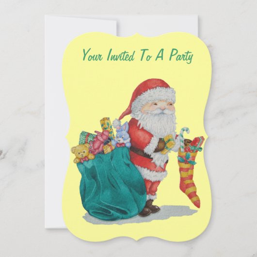 cute santa with sack getting ready for christmas 招待状 (正面)