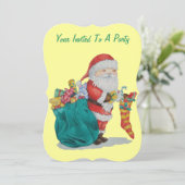 cute santa with sack getting ready for christmas 招待状 (スタンド正面)