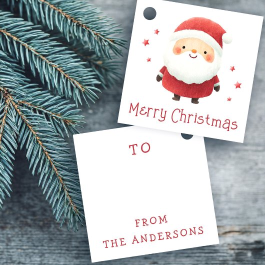 Cute Santa with stars Merry Christmas gift or フェイバータグ