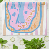 Cute Sardine Art キッチンタオル (折り畳み)