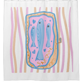 Cute Sardine Art シャワーカーテン
