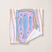 Cute Sardine Art バスタオルセット (ウォッシュタオル)