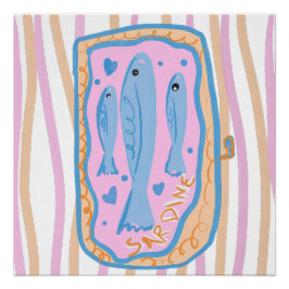 Cute Sardine Art ポスター